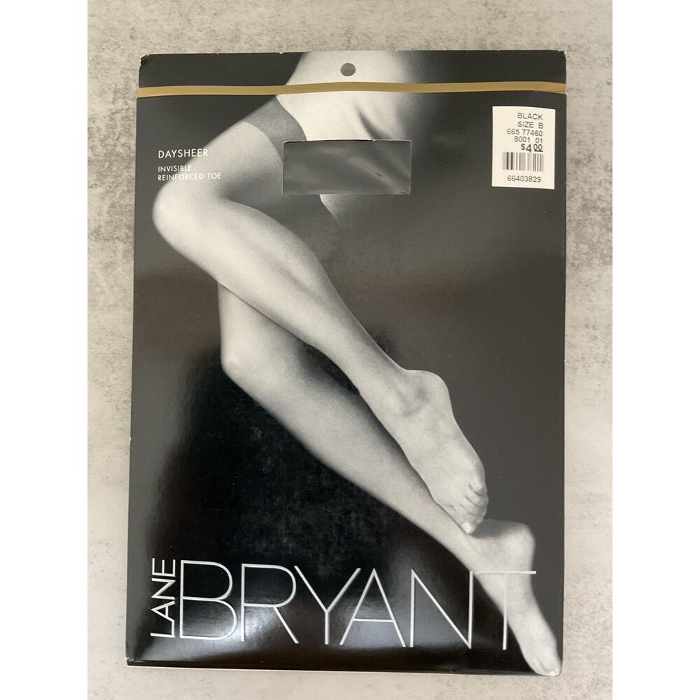 VTG Lane Bryant Daysheer Pantyhose Black Size B Invisible Reinforced Toe NEW